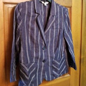 Cabi cotton navy striped blazer. Sz 8.
